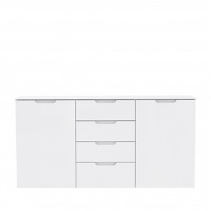 Bahut buffet blanc laqué 2 portes, 4 tiroirs - SIENNA