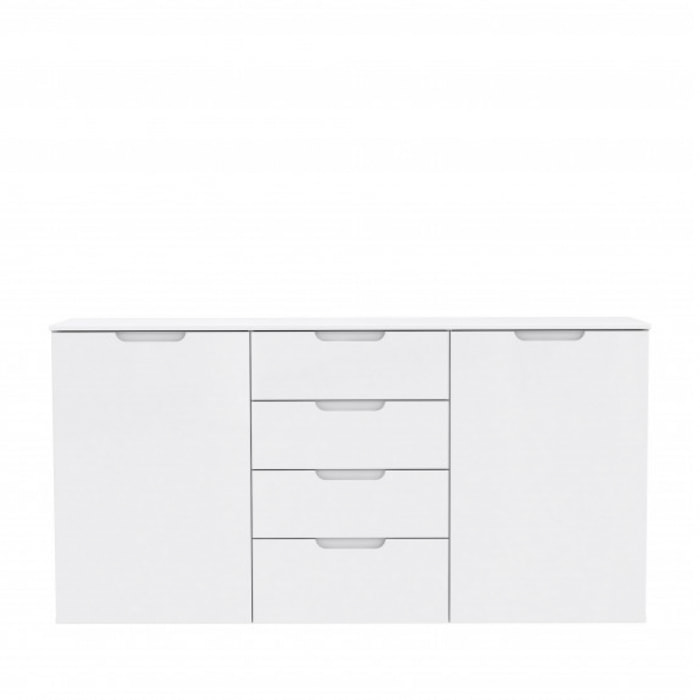 Bahut buffet blanc laqué 2 portes, 4 tiroirs - SIENNA