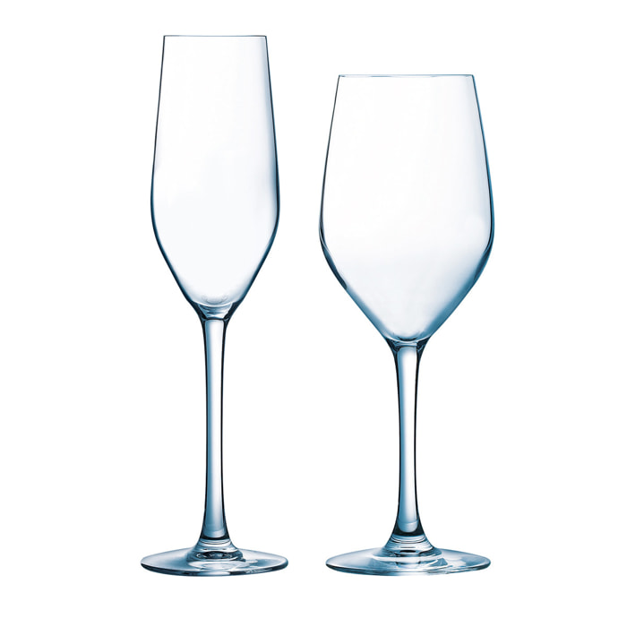 Sens - Lot de 6 flûtes 16 cl et 6 verres à pied 27 cl