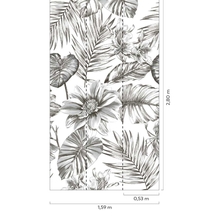 Papier peint magnolia jungle Noir et blanc