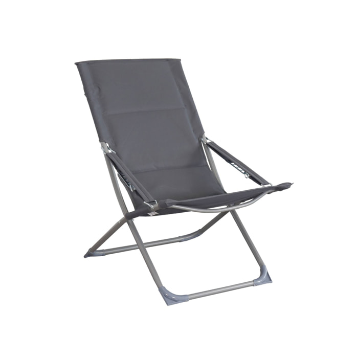 Lot de 2 chaises pliantes anthracite PARMA en acier / polyester 600D. 84 x 62 x 87 cm