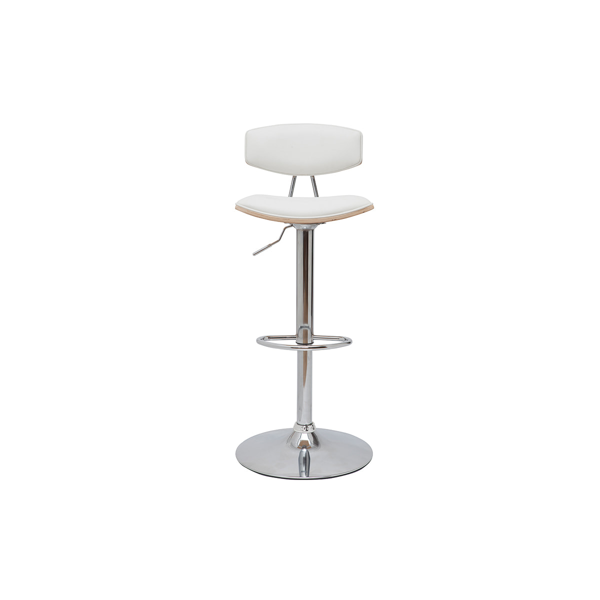 Tabourets de bar design réglables blanc et bois clair (lot de 2) VASCO