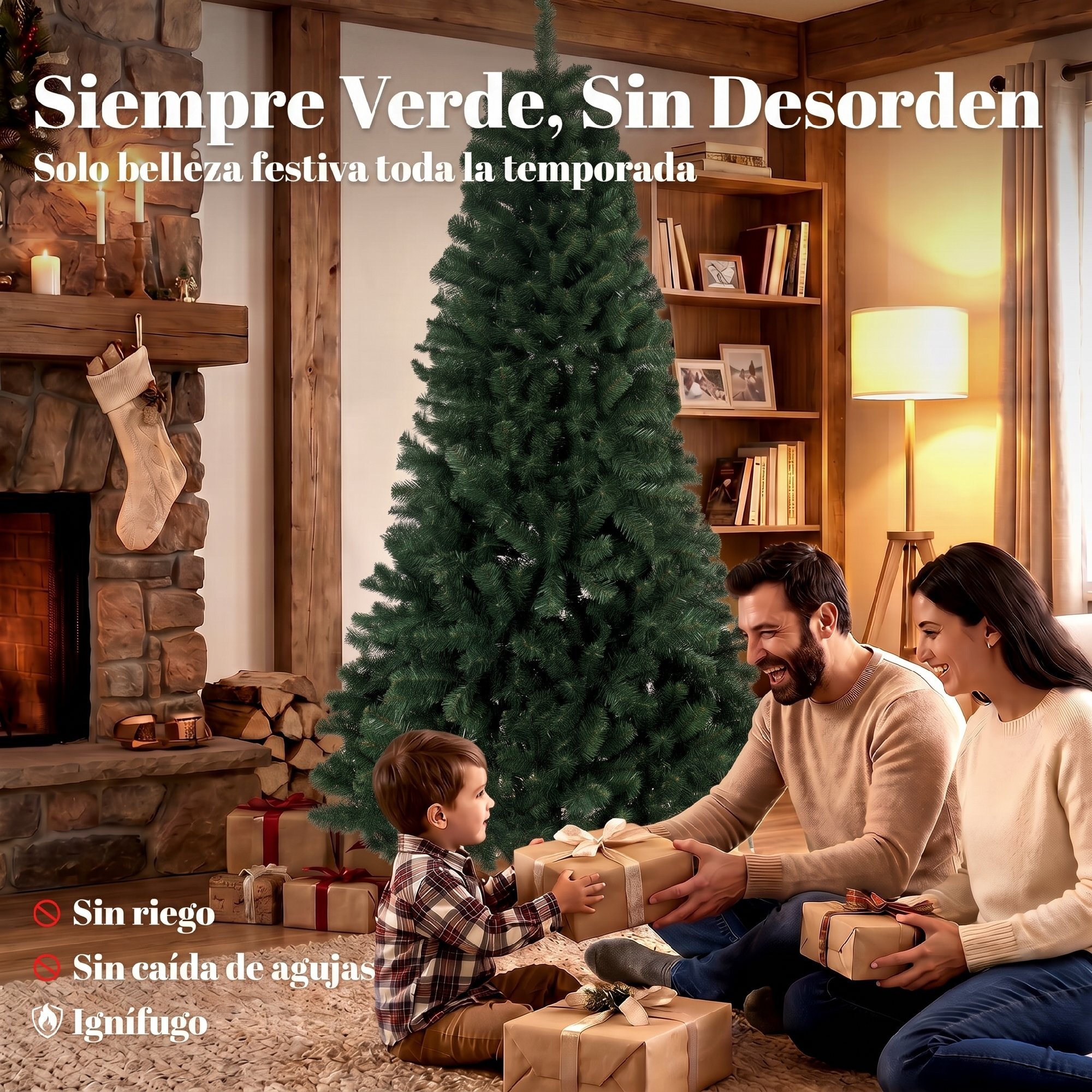Árbol de Navidad Artificial Ø98x200 cm, Árbol de Navidad, Pícea Abeto Artificial con 1000 Ramas Articuladas, Base Plegable, Fácil de Montar, Decoración para Hogar, Oficina, Fiestas