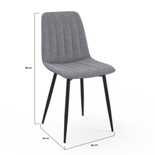 Chaises Fiona velours mix couleurs (beige, gris foncé et gris clair) pieds métal noirs - lot de 6