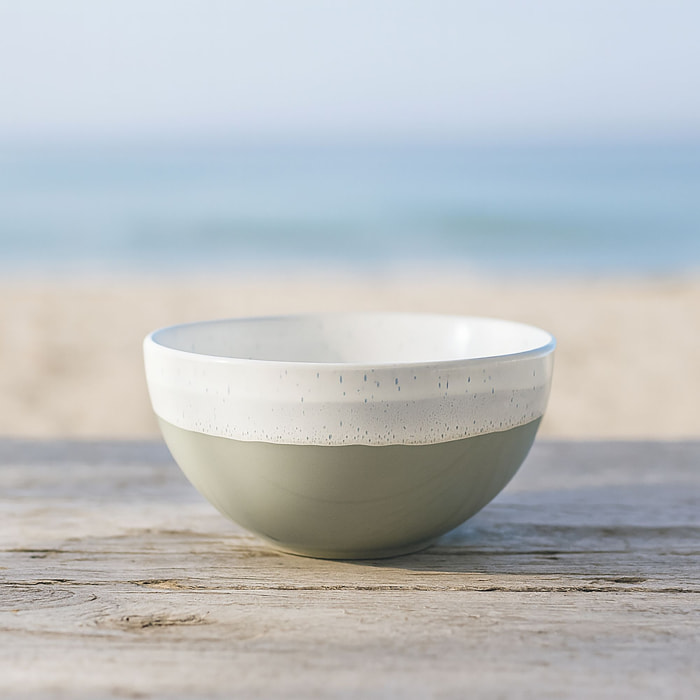 Lot de 6 bols vert amande en grès 57cl RIGA