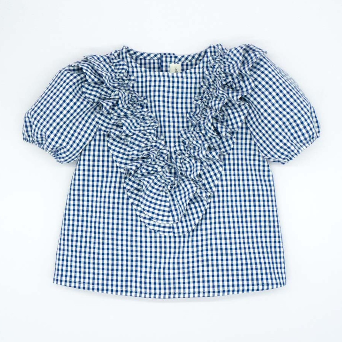 BLUSA VON VOLANTES VICHY AZUL