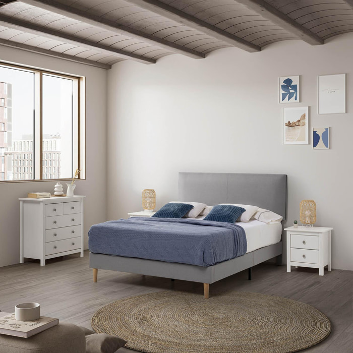 Estructura de cama tapizada Lauren de 30 cm Gris Claro