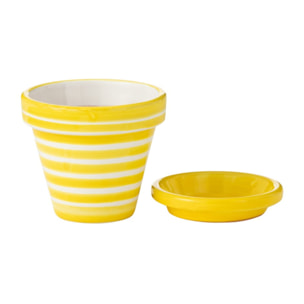 J-Line cache-pot Granada Stripes Handmade + Painted - céramique - jaune - extra small - Ø 17 cm