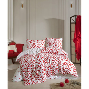 Housse de couette + taie(s) oreiller "Amour" 100% coton imprimé.