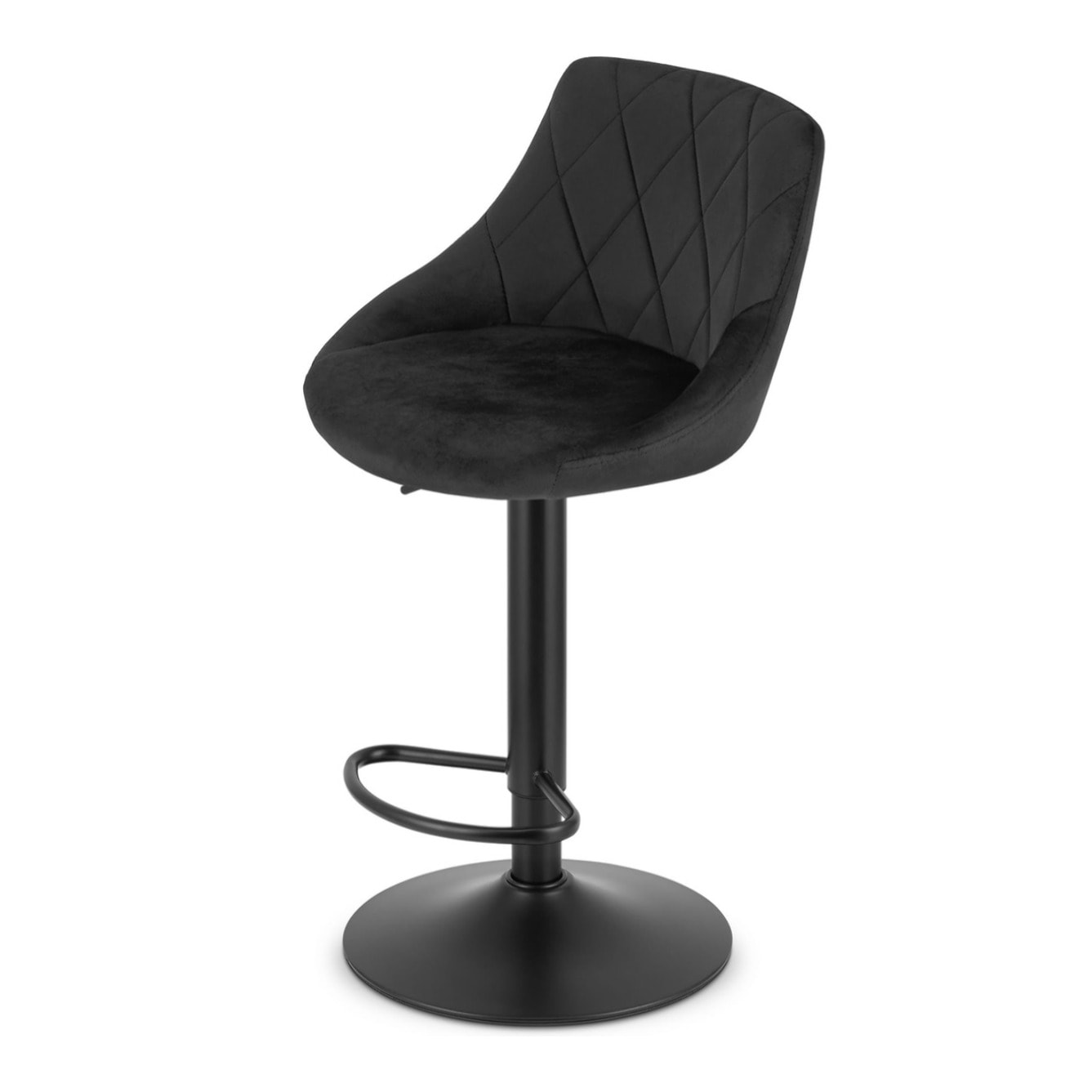 Set di 2 Sgabelli Bar Kast Girevoli in Velluto Nero