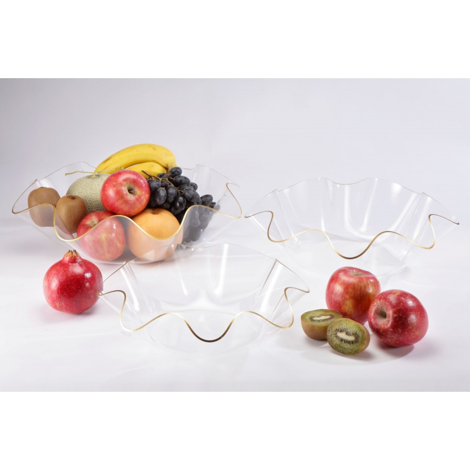 Coupe a fruits en acrylique 40 cm bord dore