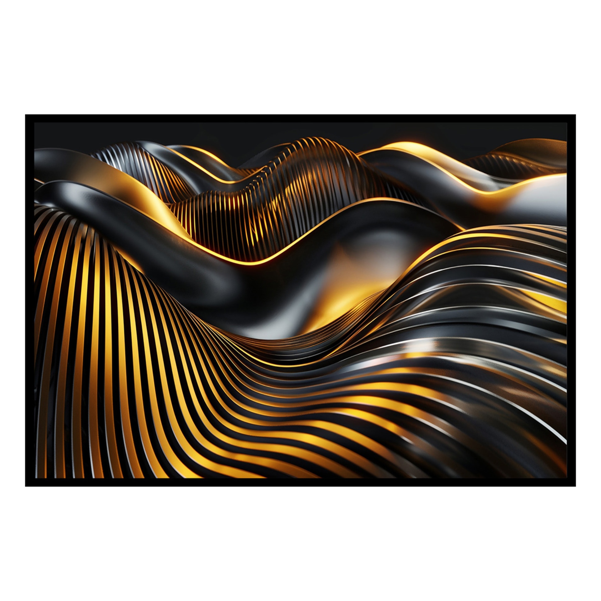 Affiche encadrée design doré abstrait Affiche + cadre en métal - Noir