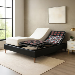 Ensemble literie orthopédique électrique à plots & matelas mémoire de forme| Sommier 100% plots | Contours de lit inclus | Moteur et Télécommande inclus