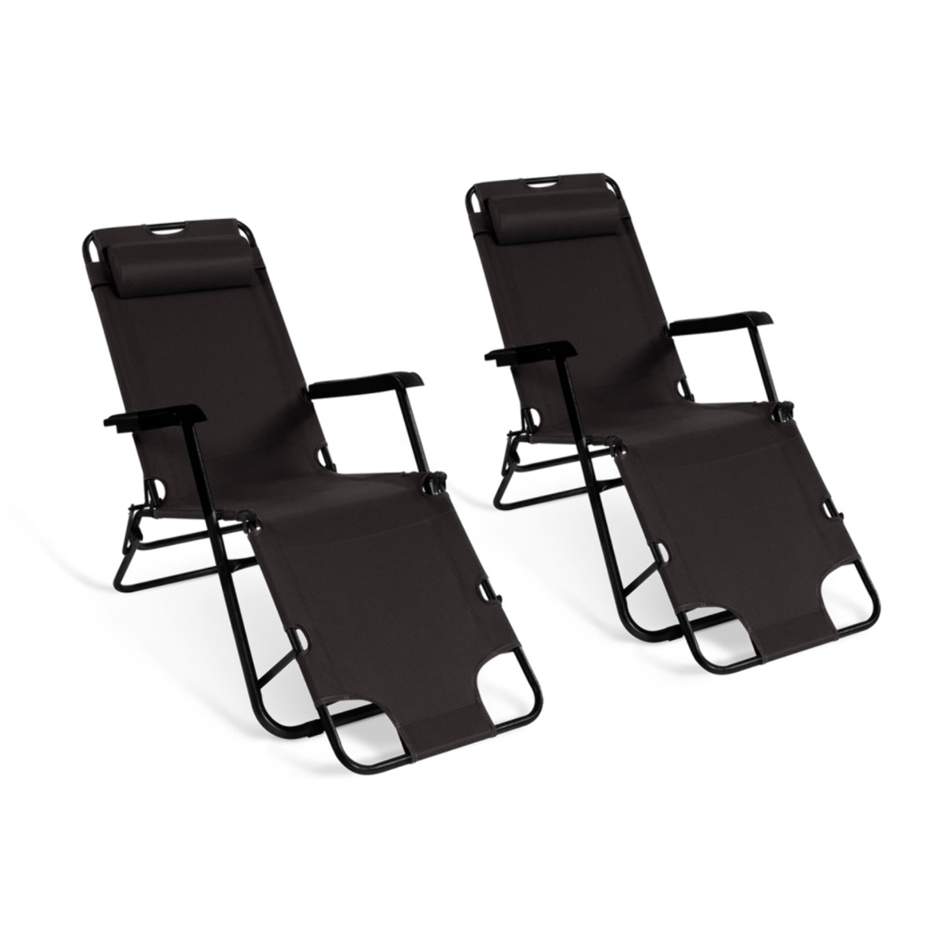 Fauteuils de jardin Relax double position noirs - lot de 2