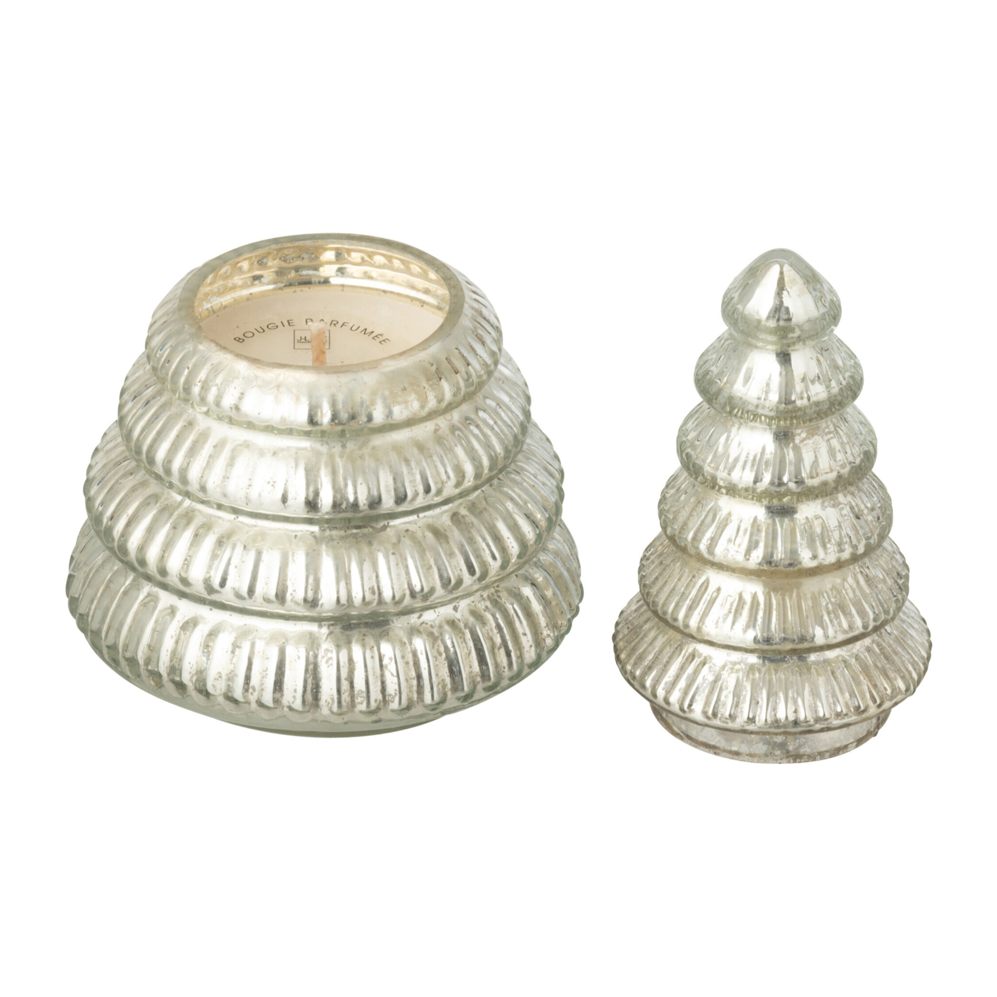 J-Line bougie parfumée Arbre Cotelé - verre - argent - small