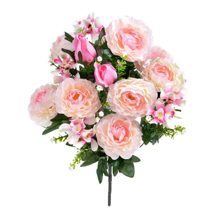 Bouquet Ranuncoli/Orchidea X 18 50 Cm - Pezzi 2 - 17X50X16cm - Colore: Rosa - Bianchi Dino - Cespugli Fiori Misti