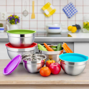 Ensemble de 5 bols avec couvercle en silicone Herzberg HG04074