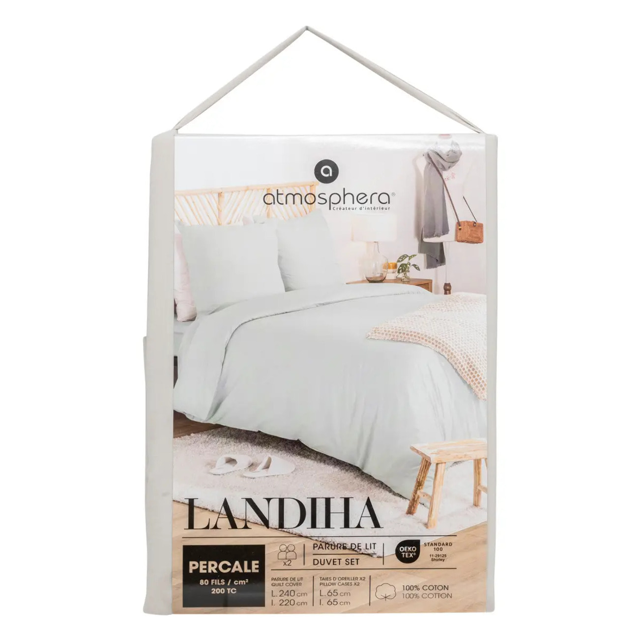 Parure de lit Landiha Percale beige lin 240x220cm