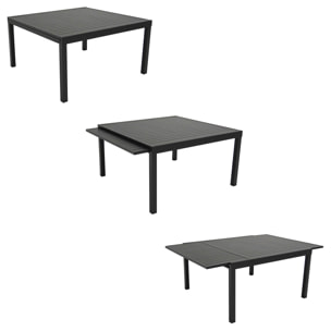 Salon de jardin extensible 10 places de 140/200cm en textilène gris - aluminium anthracite VENEZIA