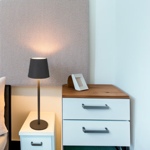 Well Home Lámpara de mesa Gris LED Recargable con 32 Luces Blancas cálidas y 4 niveles de Brillo Ø10,5x36,2cm