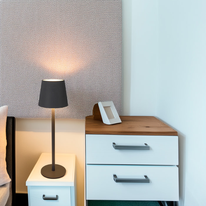 Well Home Lámpara de mesa Gris LED Recargable con 32 Luces Blancas cálidas y 4 niveles de Brillo Ø10,5x36,2cm