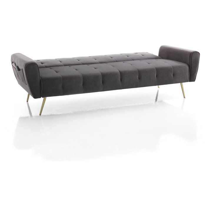 Canapé convertible Tomasucci PREMIER, en coton et mousse, gris, 180 × 54 × 42 cm