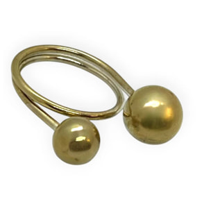 Anillo doble Bola latón espiral dorado
