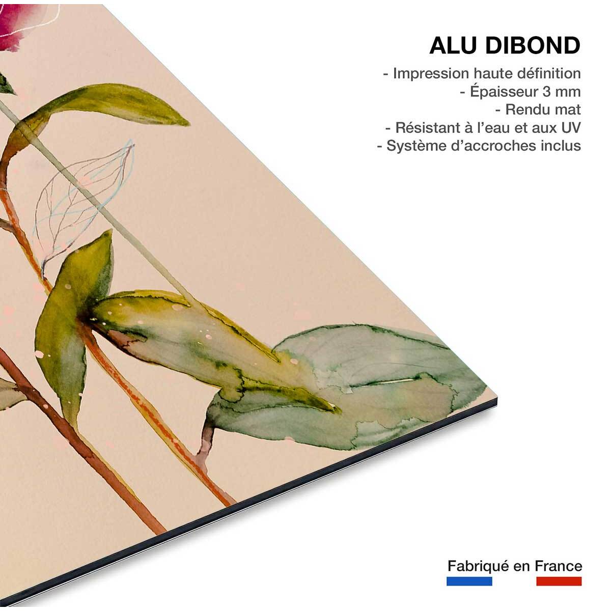 Tableau et peinture de fleurs palm pivoine  Tableau alu Dibond