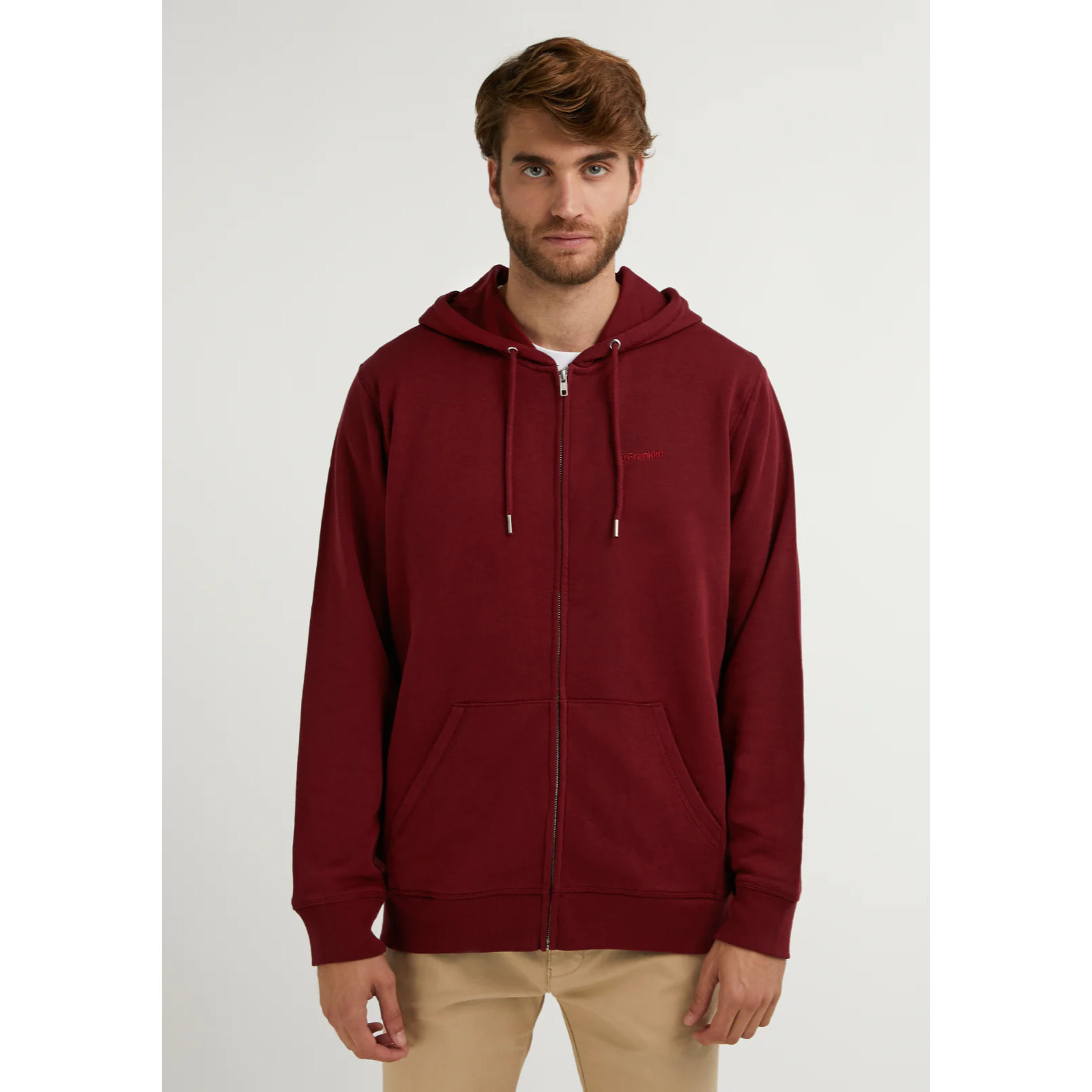 Sudadera con Cremallera Embroidery  Logo Zip Hoodie en Rojo D.Franklin