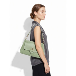 Borsa a mano da donna Made in Italy - Modello Celeste Pro - Pelle scamosciata - 30.0 x 17.0 x 9.0 cm