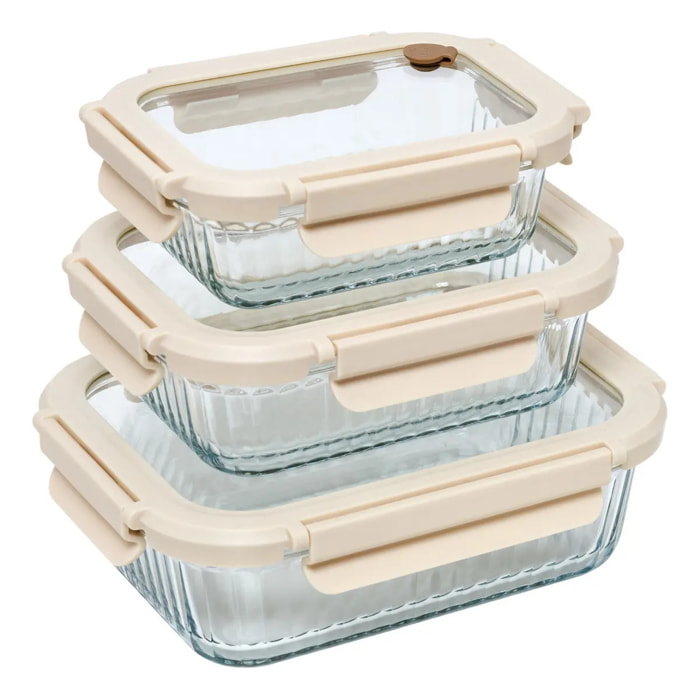 3 boîtes de conservation Clipeat+ rectangulaires 1/3,7/6,4L transparent