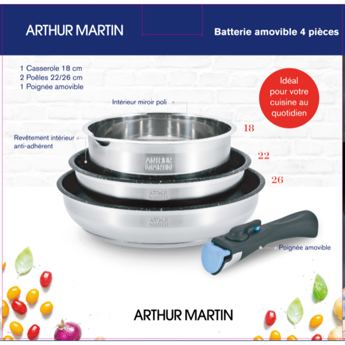 AM. Batterie 4pcs inox amovible