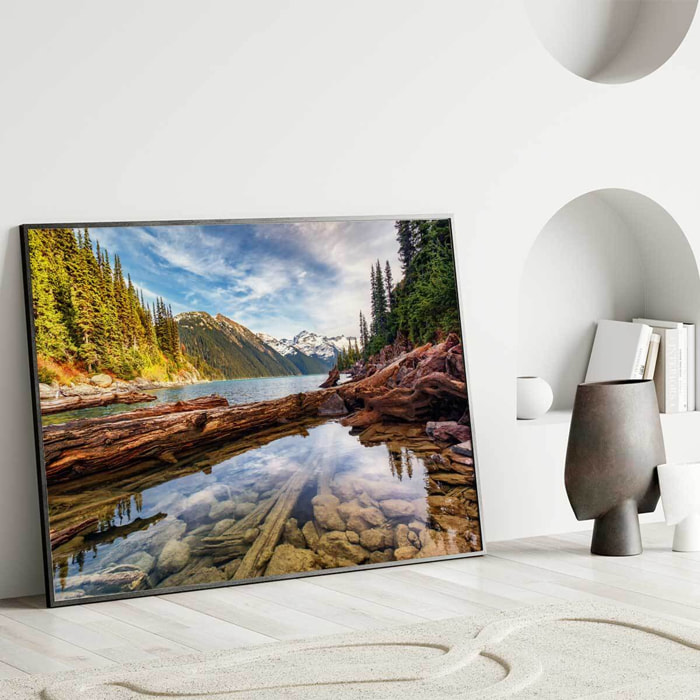 Affiche encadrée lac montagne nature sauvage Affiche + cadre en métal - Noir