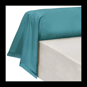 Taie de traversin percale de coton uni vert La percale francaise emeraude