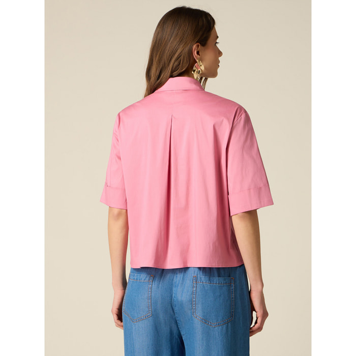 Oltre - Camisa de popelín con bolsillos - Rosa