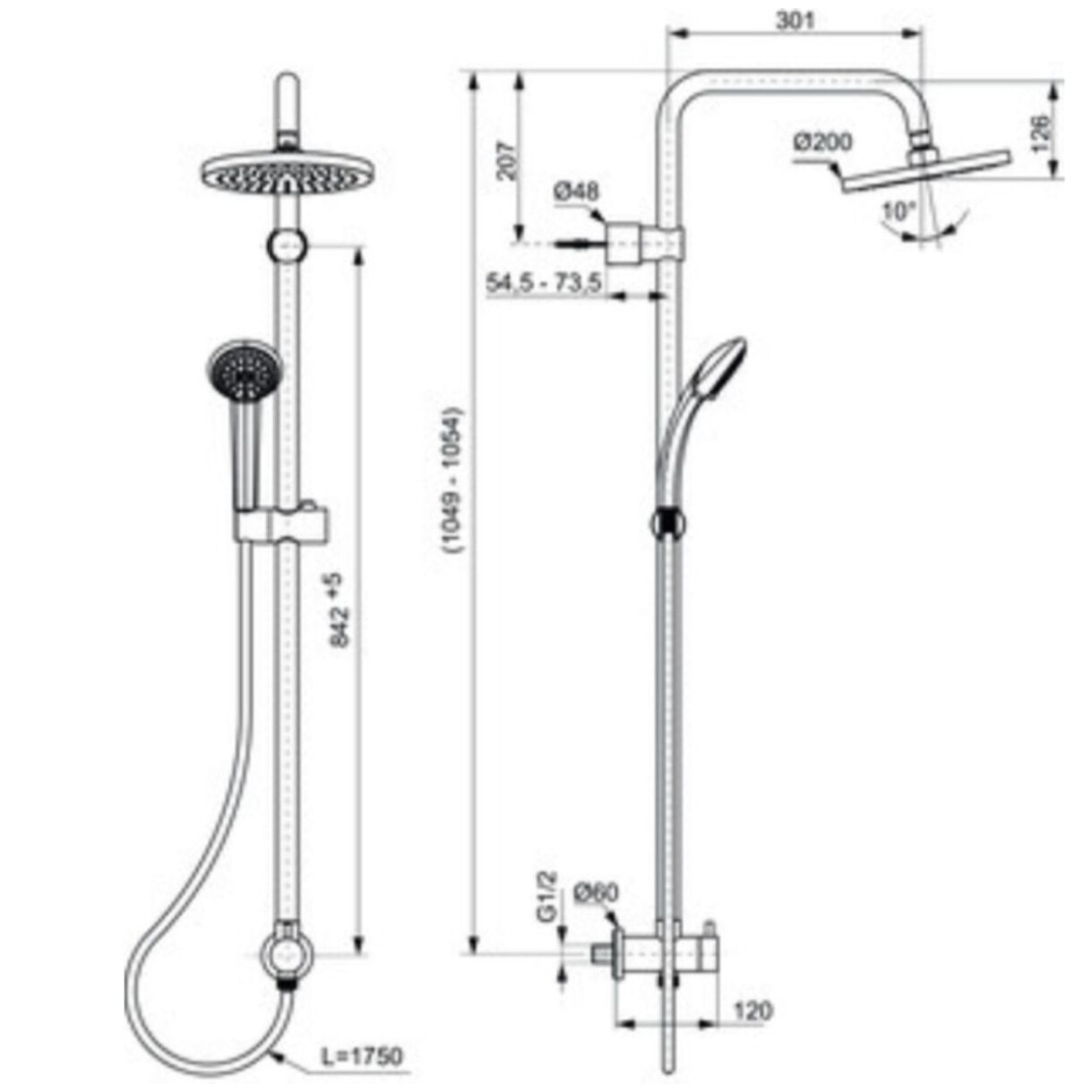 Colonne douche encastrée Idealrain chrome