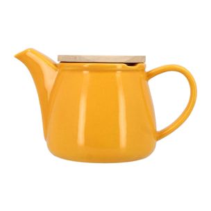 Théière en grès jaune avec couvercle en bois 500ml ANNA