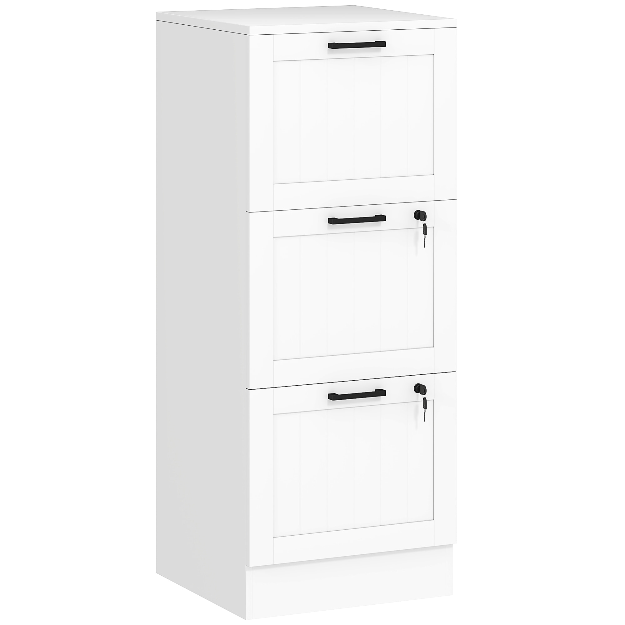 Caisson bureau 2+1 tiroir verrouillable dossiers suspendus dim. 40x40x101cm MDF blanc