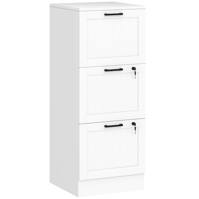 Caisson bureau 2+1 tiroir verrouillable dossiers suspendus dim. 40x40x101cm MDF blanc