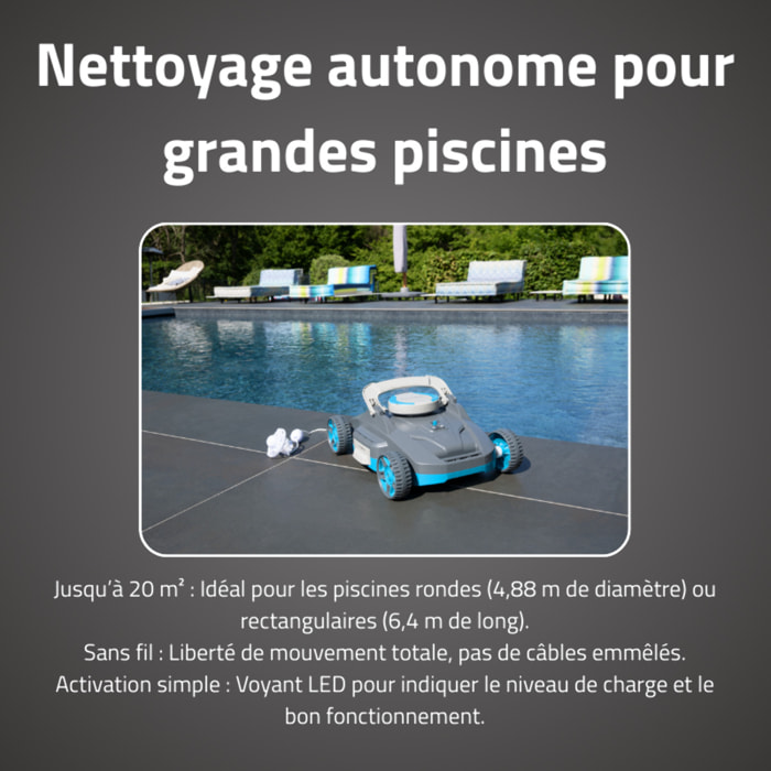 Bestway Robot piscine sans fil Platine nettoyage fond plat 20 m² max