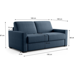 Canapé droit convertible 3 places en tissu chenille - ouverture express - ANZIO