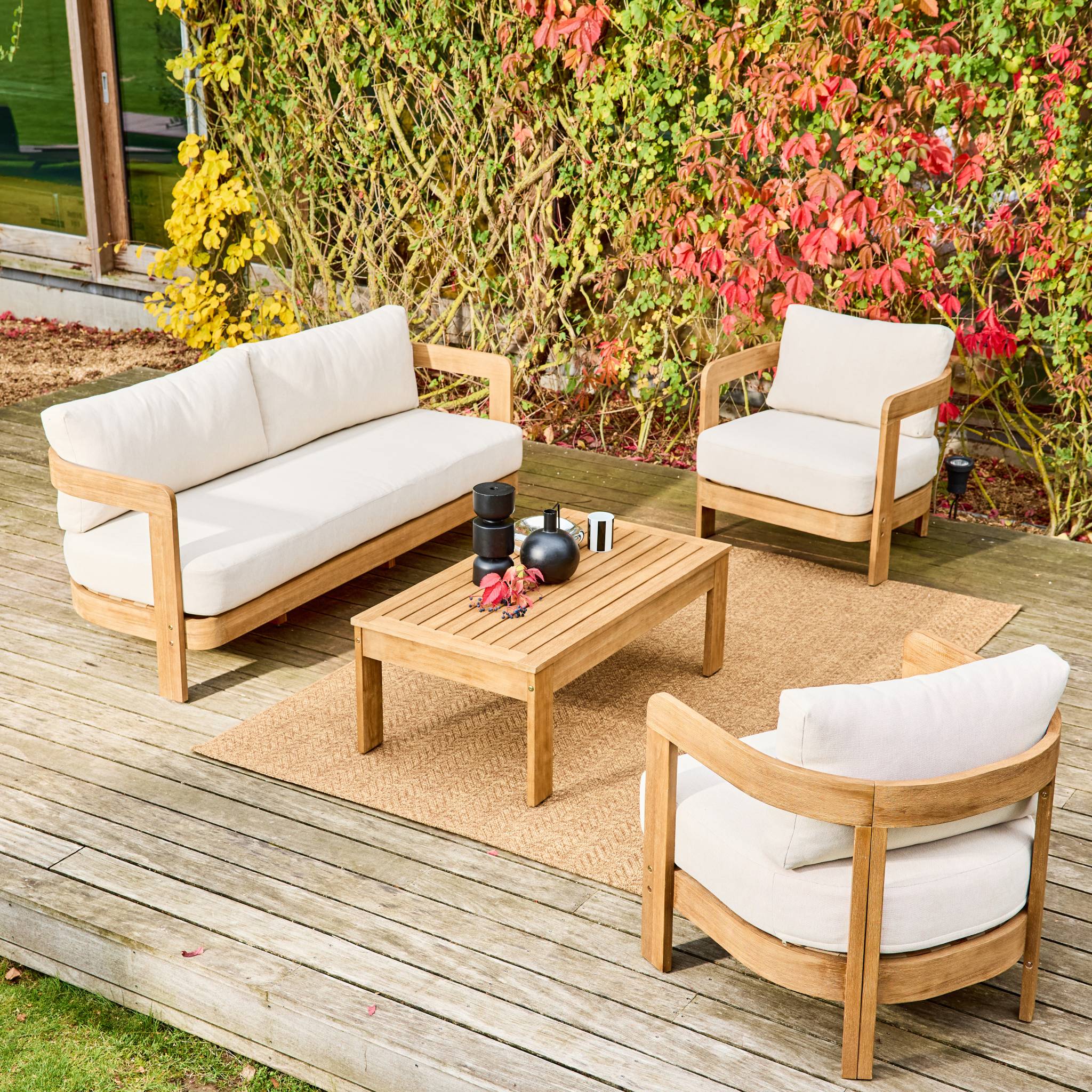 Salon de jardin bois d'acacia 4 places MIYANA