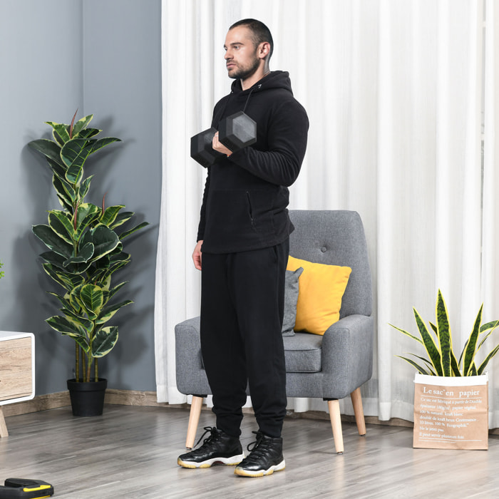 Mancuerna Hexagonal 15 KG Mancuerna con Barra de Conexión Metálica para Entrenamiento en Casa Gimnasio Oficina Negro y Plata