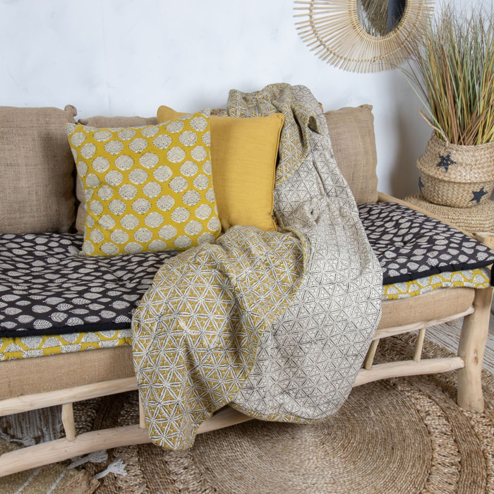 Courtepointe en coton jaune 160cm HOUSNIA