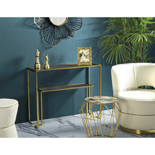Consolle Jackson, Tavolo multiuso, Mobiletto d'appoggio, Scrivania da corridoio, 100x35 h80 cm, Oro