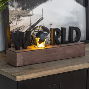 Lampe mot "World" - noir L38 cm
