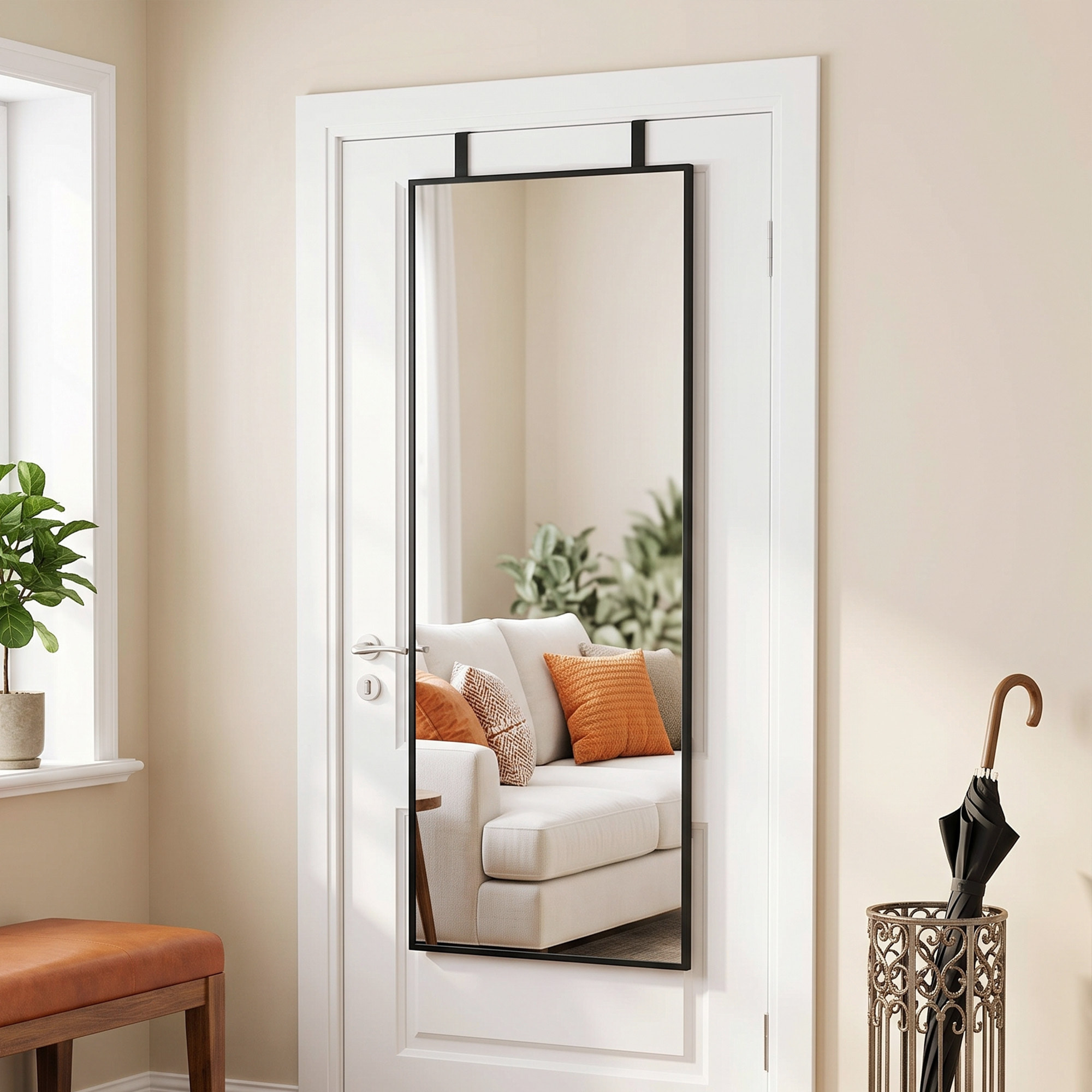 Miroir mural rectangulaire 110x40cm alu noir