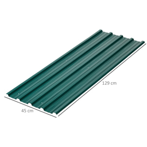 Lot de 12 panneaux - dim. 129L x 45l cm - tôle acier ondulé vert
