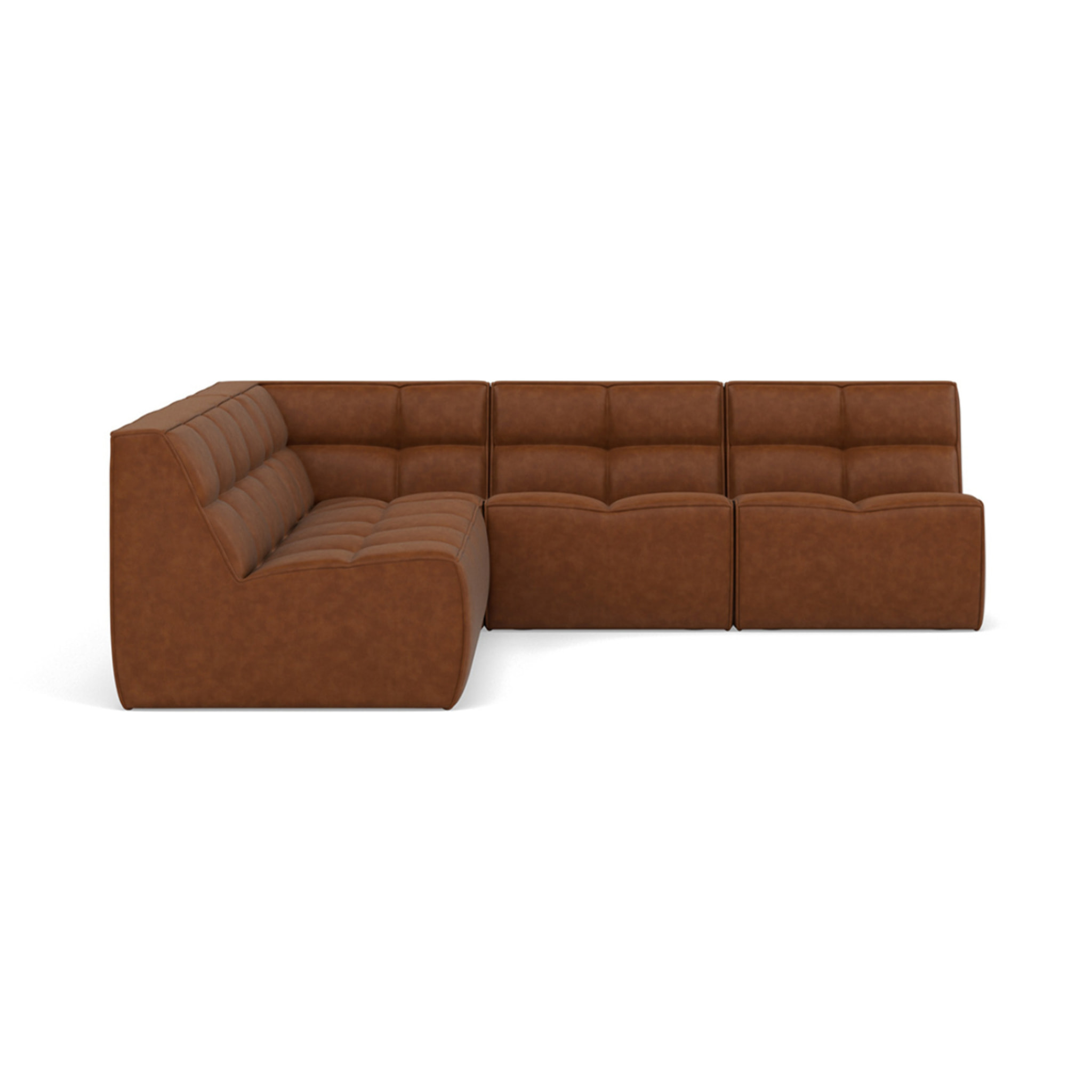 Alya - canapé modulable d'angle réversible 5 places en simili - Cognac
