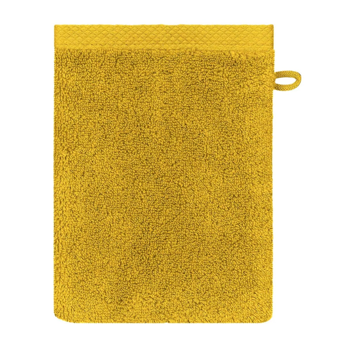 Gant de toilette pur coton 550 g/m² uni orange Elea safran